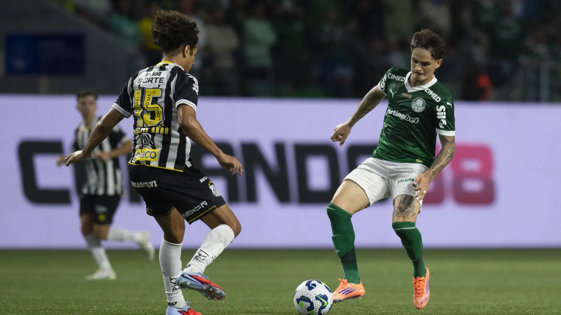 Santos e Palmeiras se enfrentaram recentemente no Allianz Parque – Foto: Anderson Romão/AGIF