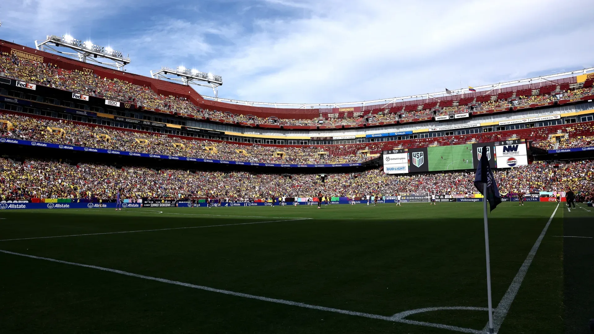 A general view during a match between the United States and Colombia at Commanders Field on June 08, 2024 in Landover, Maryland.