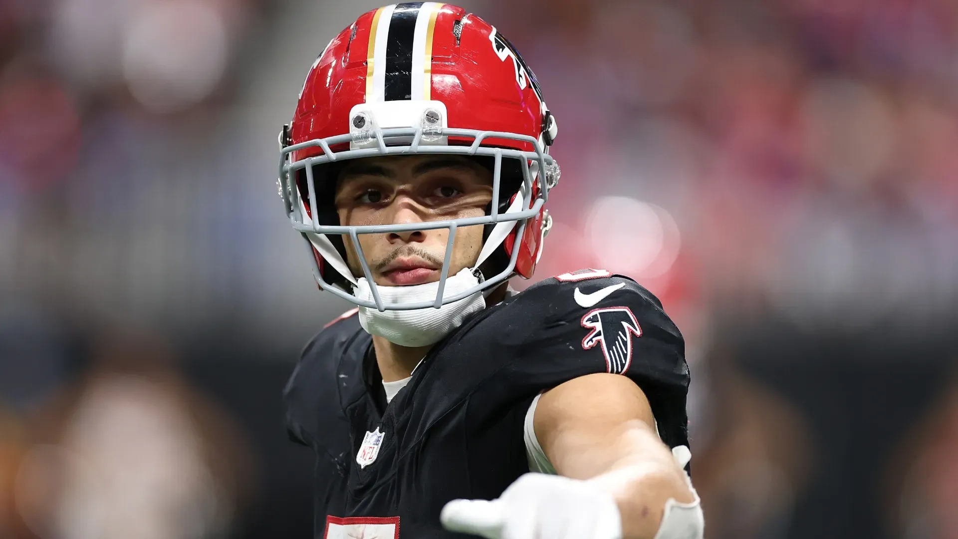 Drake London #5 of the Atlanta Falcons