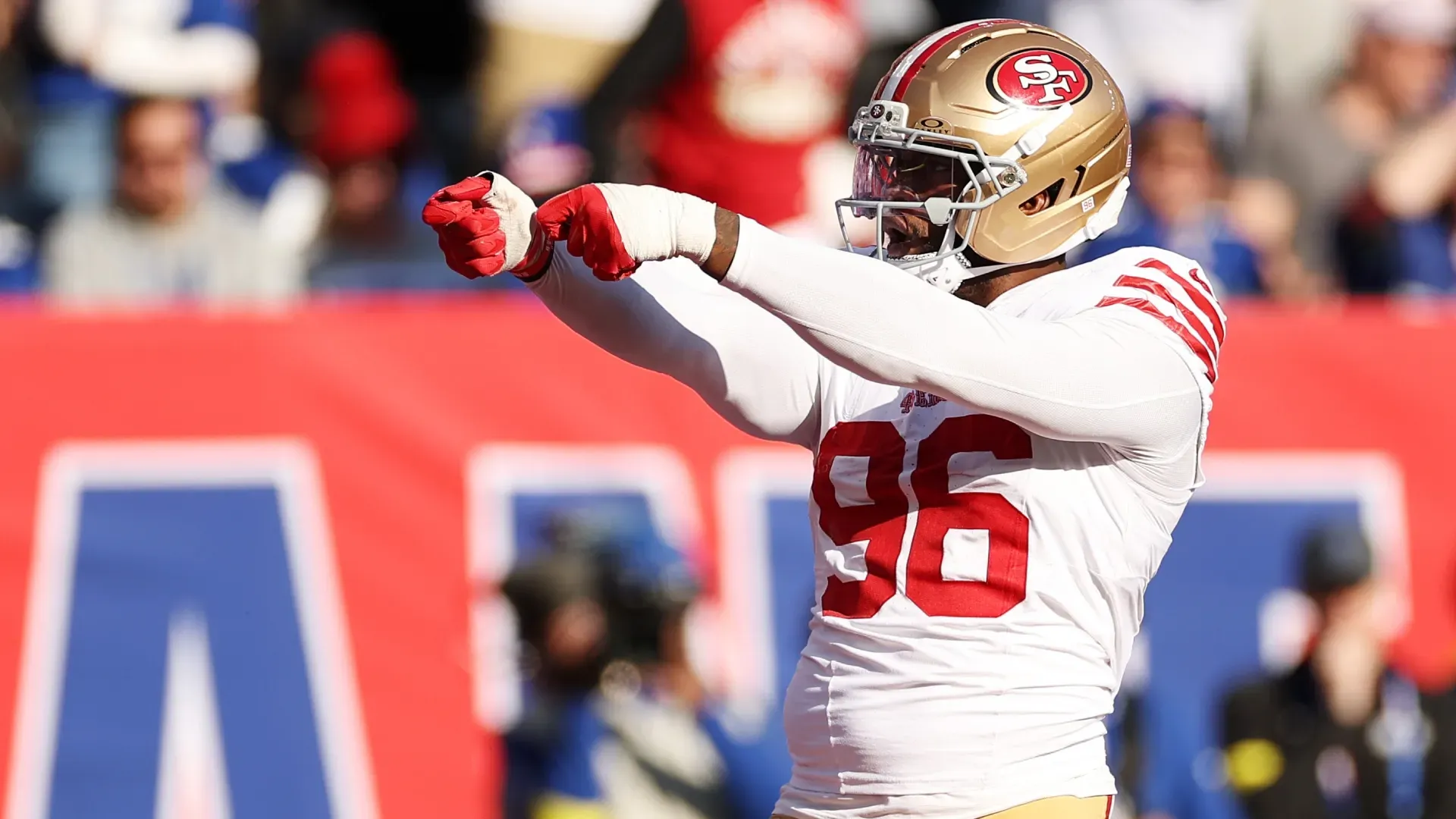 Clelin Ferrell #96 of the San Francisco 49ers