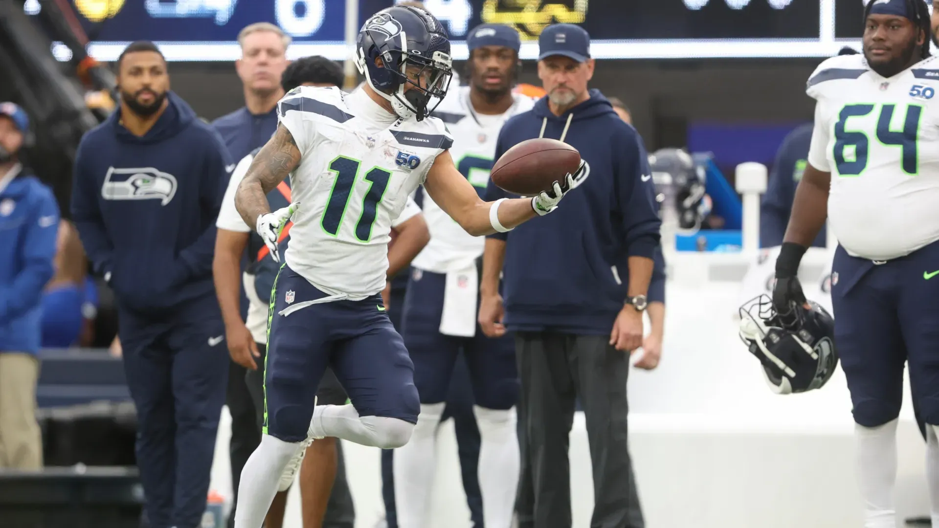Jaxon Smith-Njigba #11 of the Seattle Seahawks 