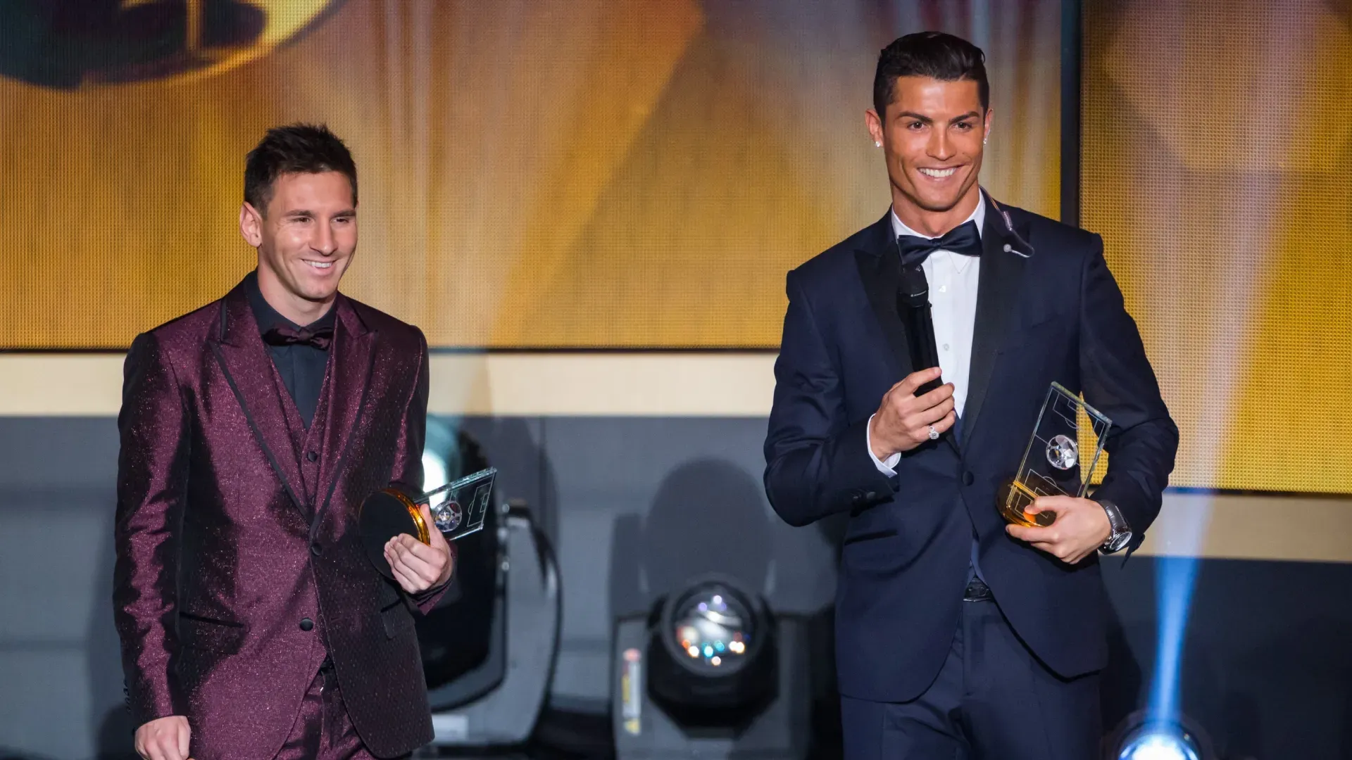 Lionel Messi of Argentina and Cristiano Ronaldo of Portugal