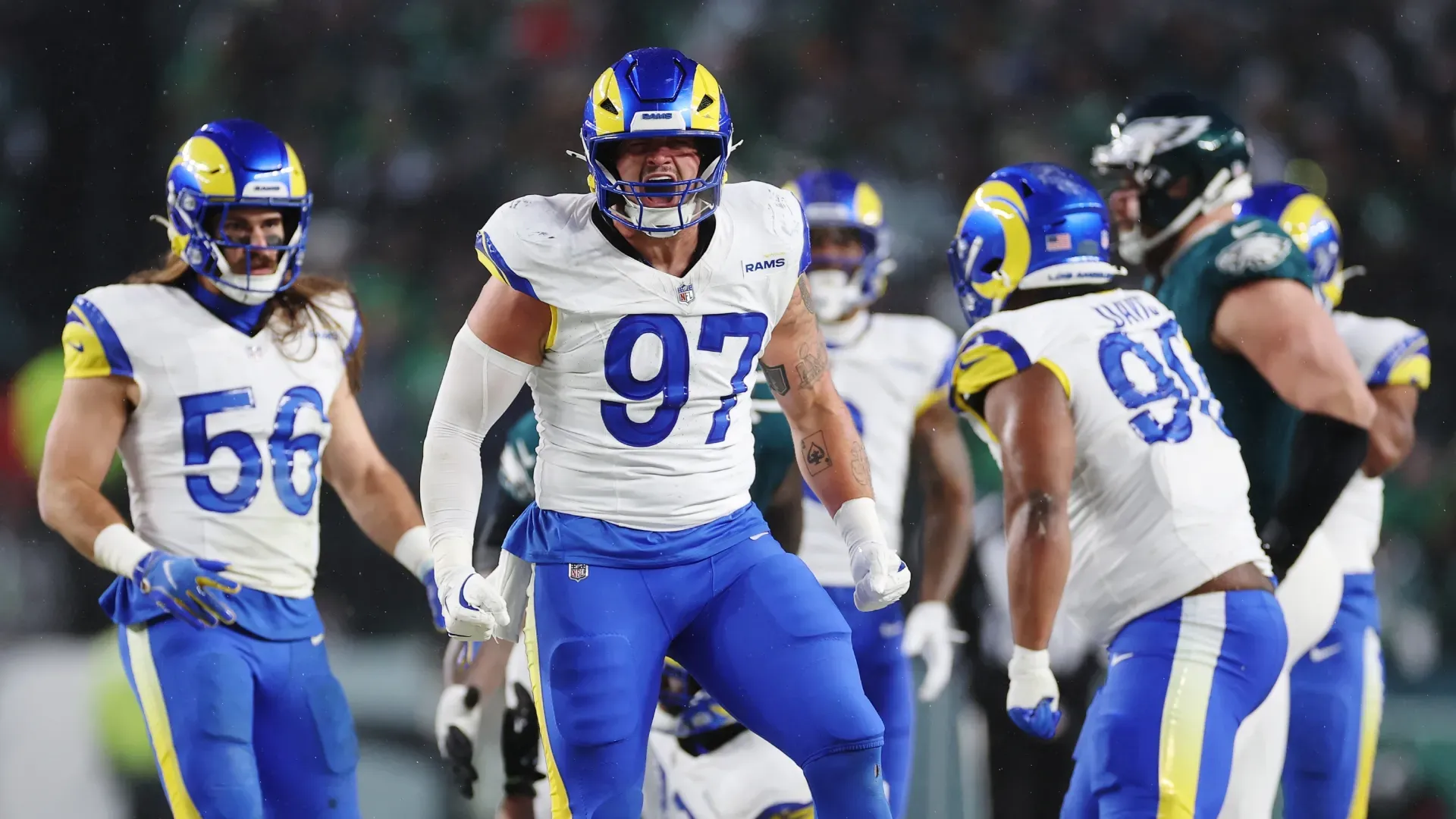Michael Hoecht #97 of the Los Angeles Rams in 2025 (Source: Sarah Stier/Getty Images)