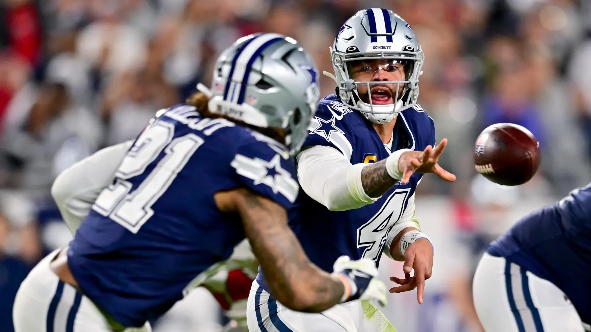 Dak Prescott #4 of the Dallas Cowboys in 2023 (Source: Julio Aguilar/Getty Images)