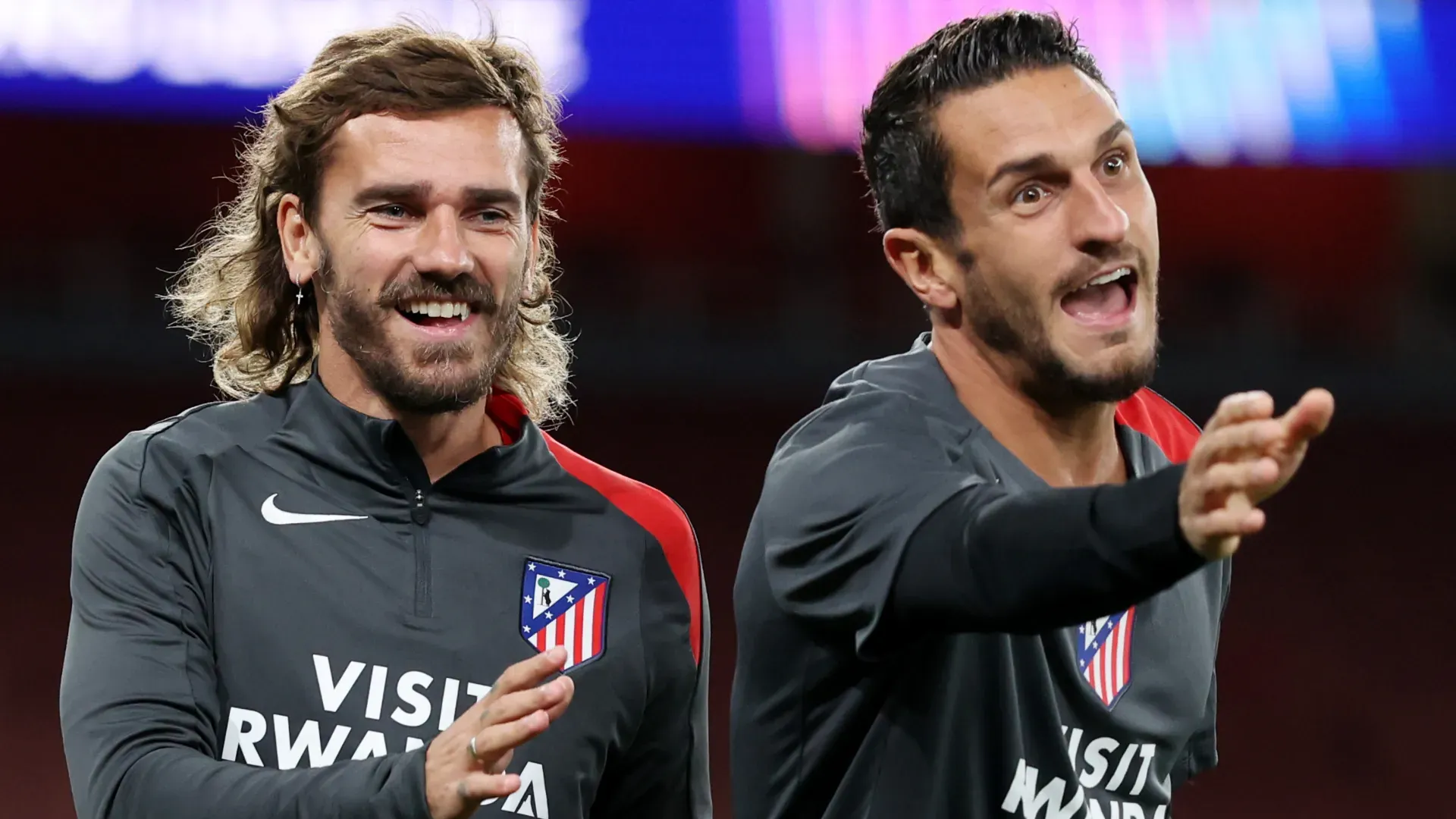Antoine Griezmann and Koke during a training session. (Getty Images)