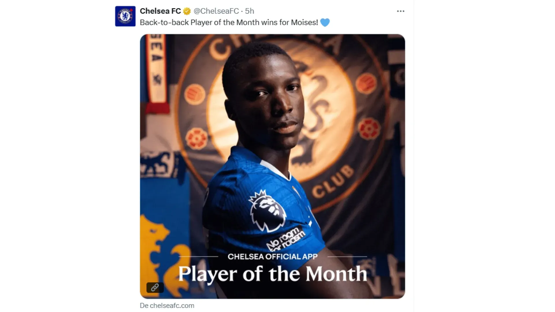 Moisés Caicedo elegido como el mejor jugador del mes. (Foto: Captura de pantalla)
