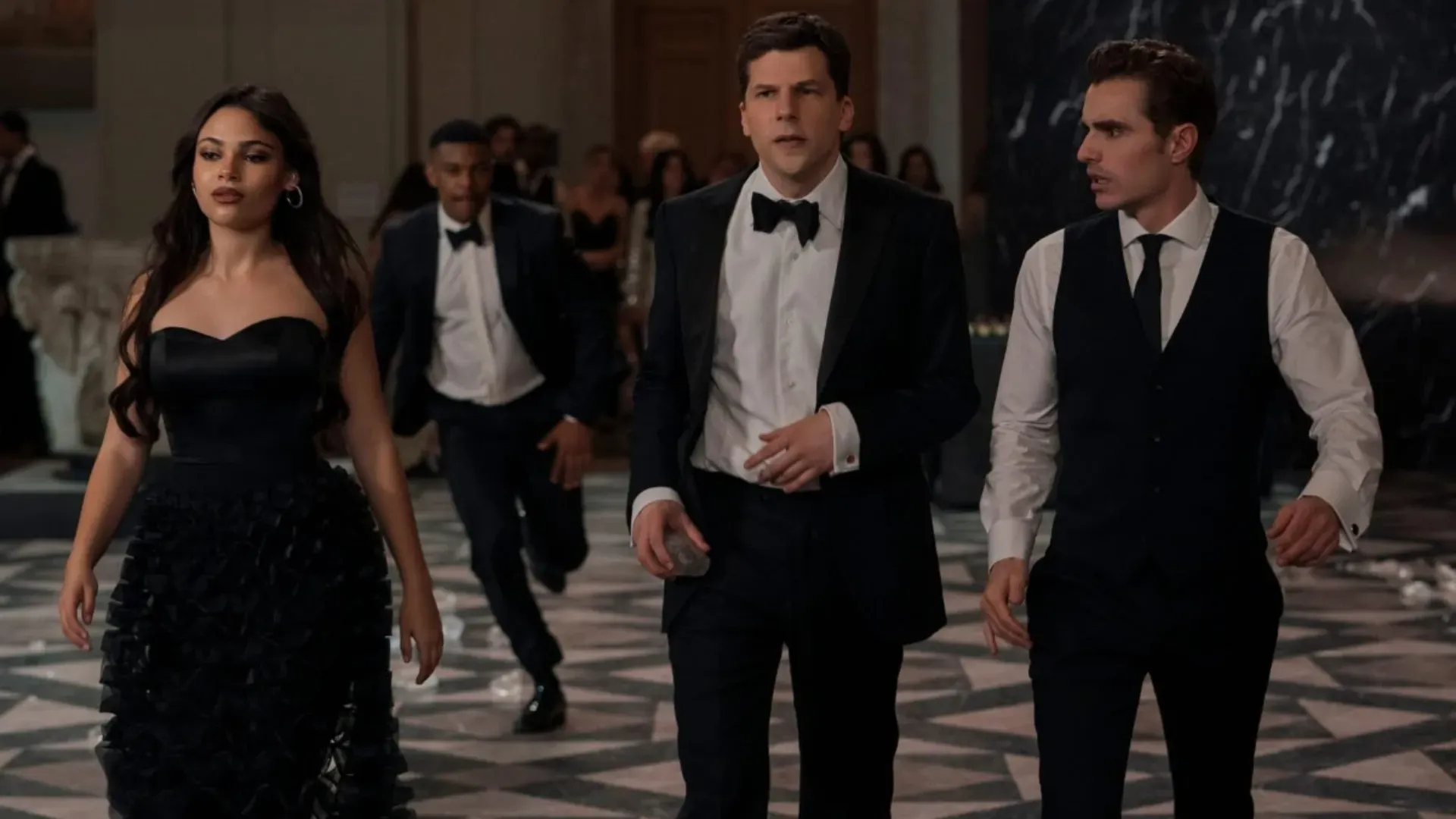 Jesse Eisenberg, Dave Franco, and Ariana Greenblatt in Now You See Me: Now You Don’t (2025)