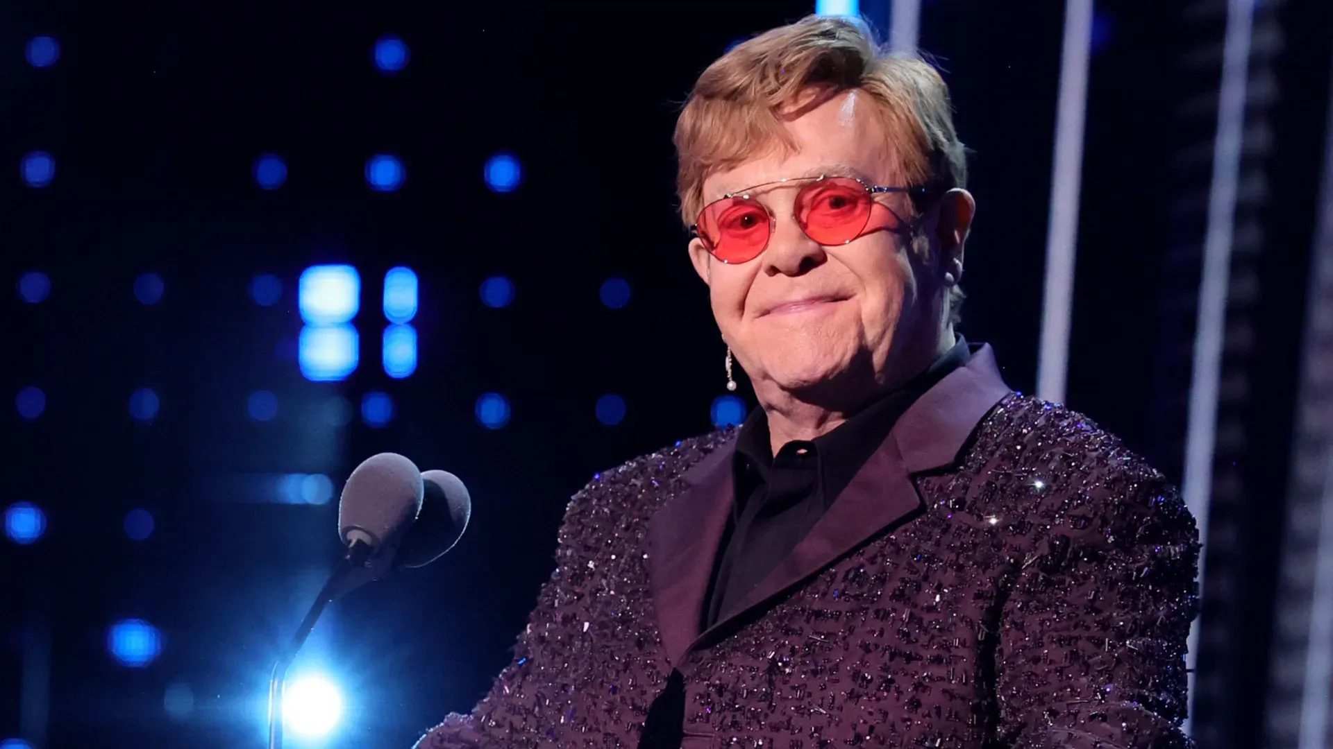 Elton John speaks onstage during the 38th Annual Rock &amp; Roll Hall Of Fame Induction Ceremony at Barclays Center on November 03, 2023 in New York City. (Photo by Theo Wargo/Getty Images for The Rock and Roll Hall of Fame )