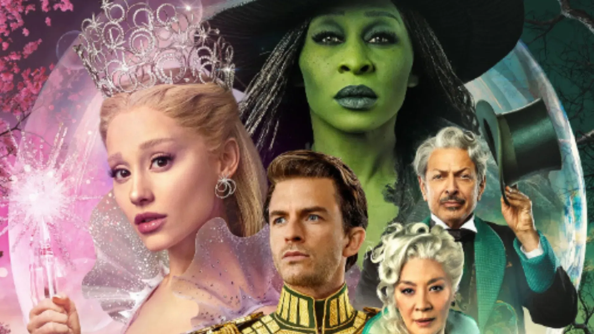 Jeff Goldblum, Michelle Yeoh, Jonathan Bailey, Ariana Grande, and Cynthia Erivo in Wicked: For Good (2025)