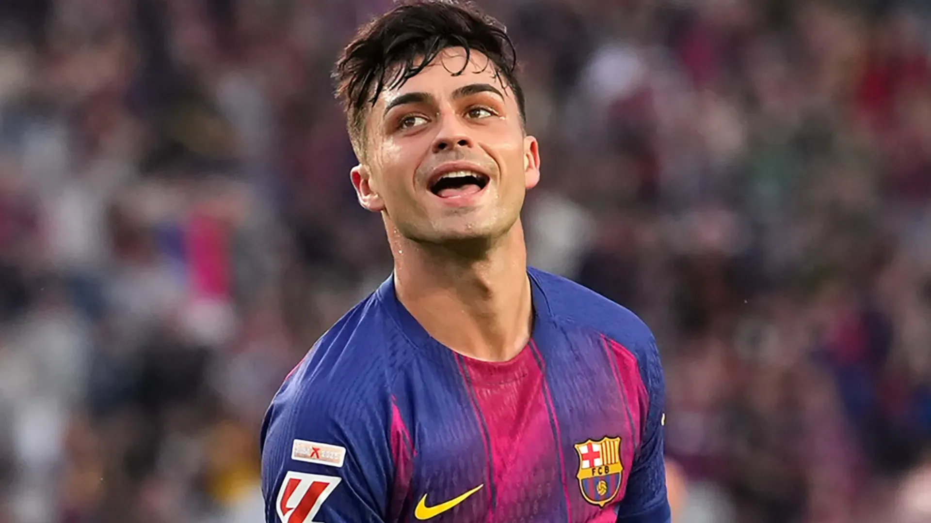 Barcelona's Pedri celebrating a goal