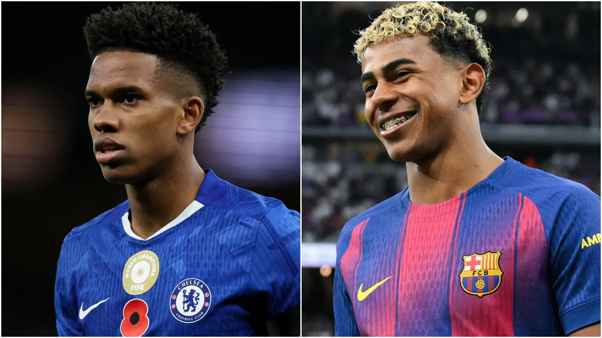 Chelsea star Estevao and Barcelona star Lamine Yamal