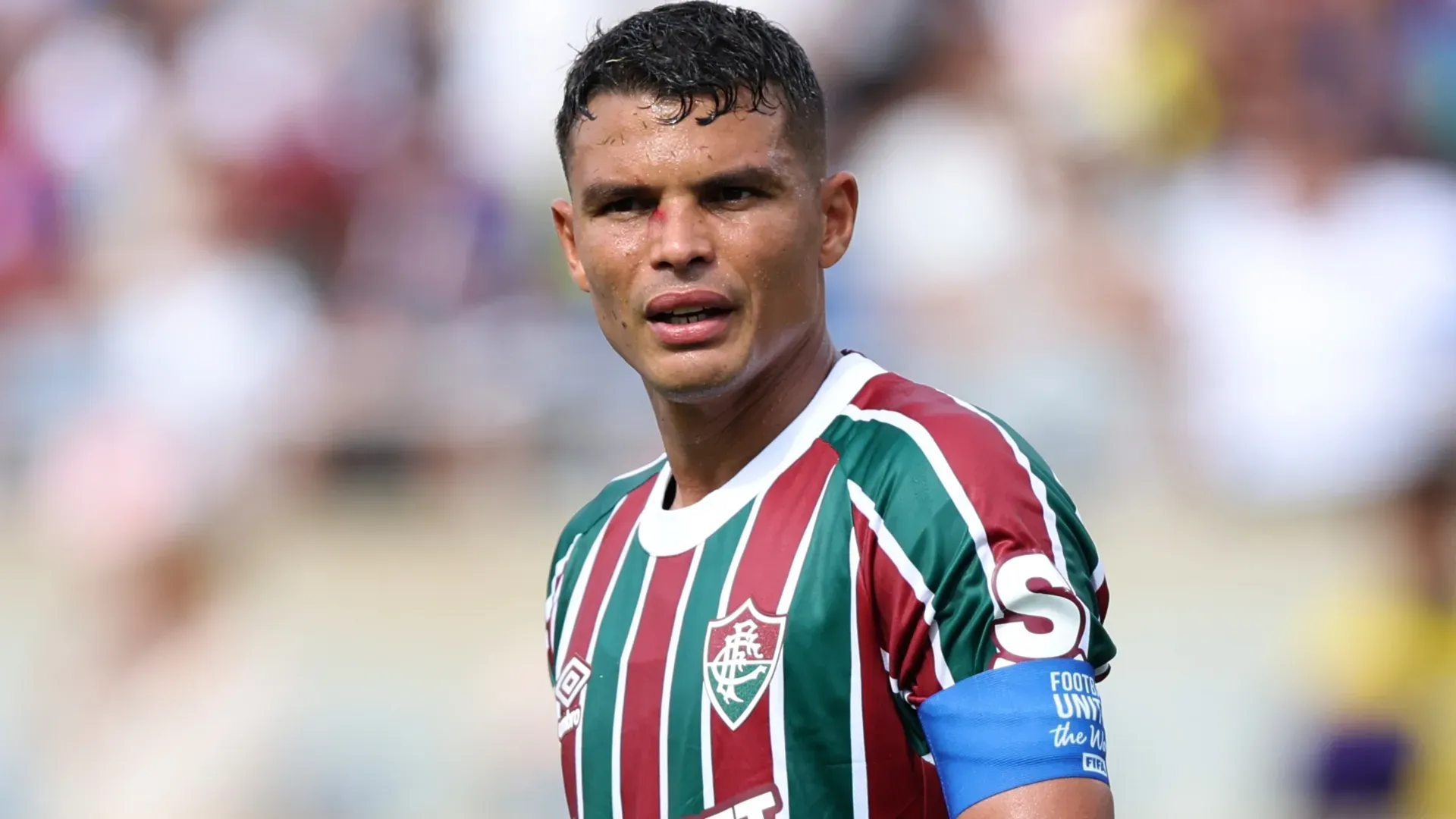 Fluminense star Thiago Silva looks on