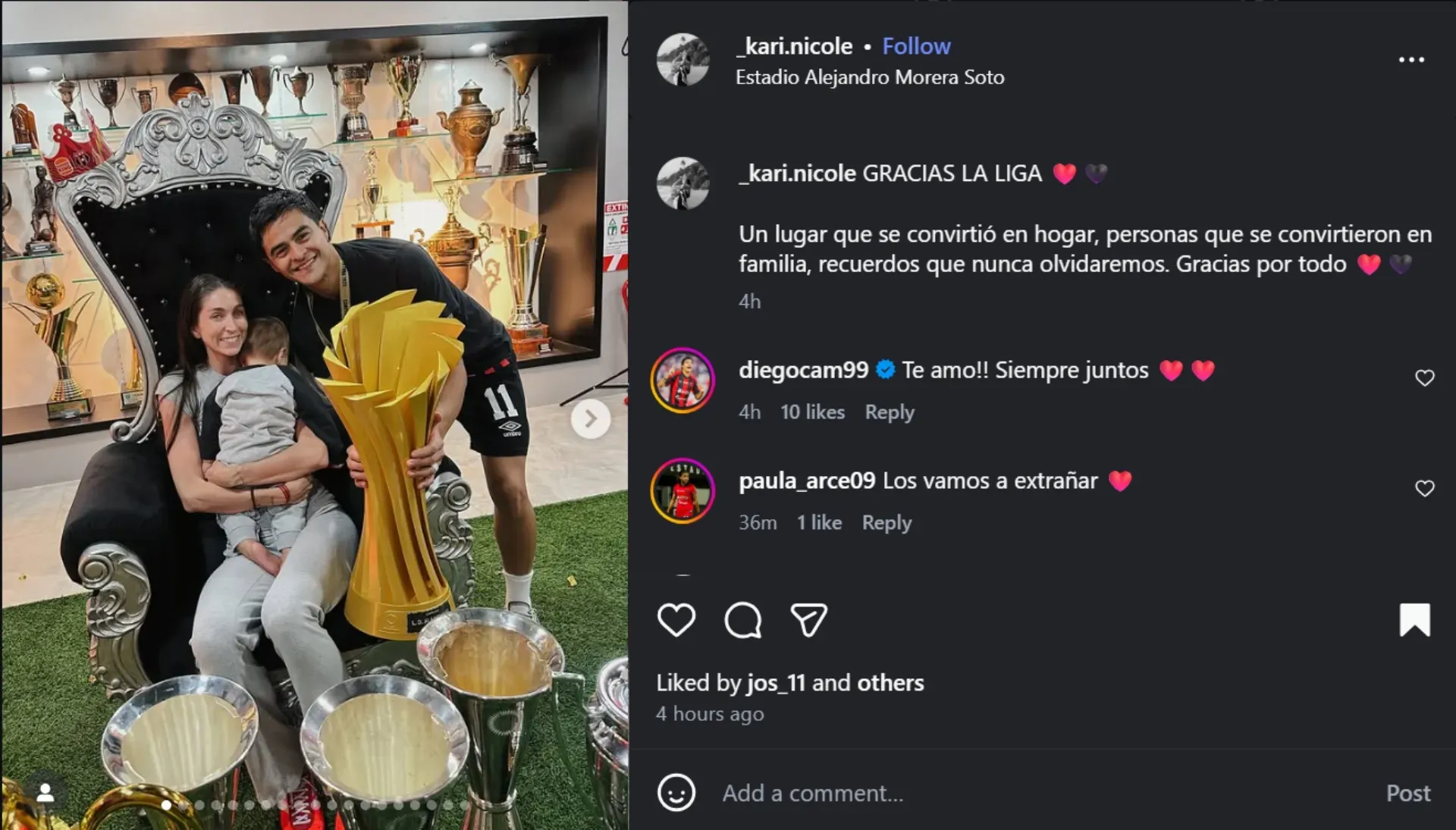 La publicación de la esposa de Diego Campos. (Foto: Instagram)