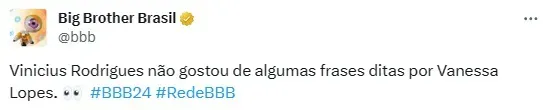 Vinícius se incomodou com Vanessa