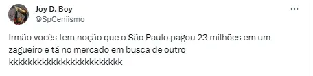 Torcedor do São Paulo comenta sobre o São Paulo estar procurando outro zagueiro no mercado da bola