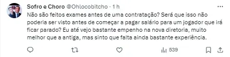 Torcedor fica revoltado com a notícia envolvendo o zagueiro Gustavo Henrique no Corinthians