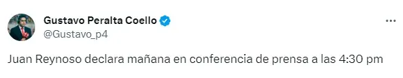 El periodista deportivo Gustavo Peralta fue el que dio la información de la conferencia de prensa del entrenador Juan Reynoso.