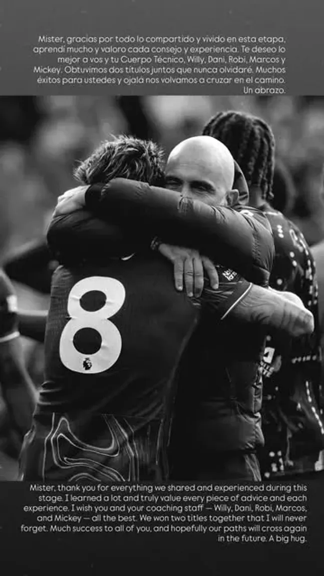 La historia de Enzo Fernández, despidiendo a Enzo Maresca. (IG/enzojfernandez)