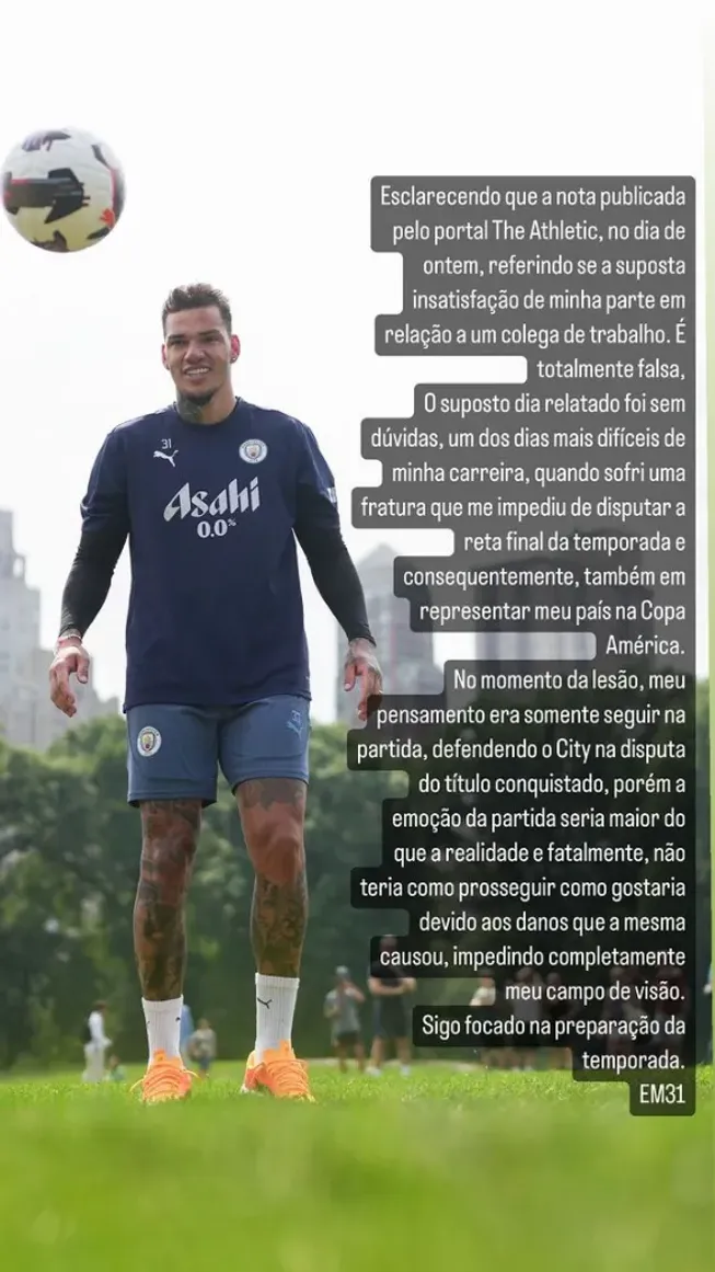 Ederson rompió el silencio vía Instagram para aclarar ciertos rumores.