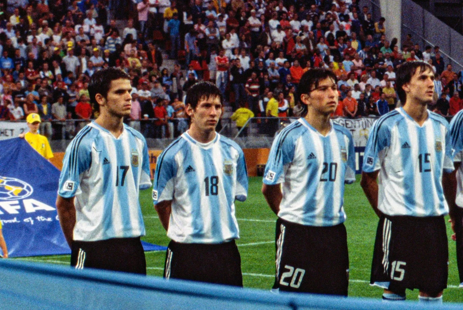 La final del Sub 20 con Nigeria. Gago, Messi, Oberman y Archubi. Foto Imago.