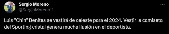 Luis Benites es nuevo jugador de Sporting Cristal. (Foto: Twitter).