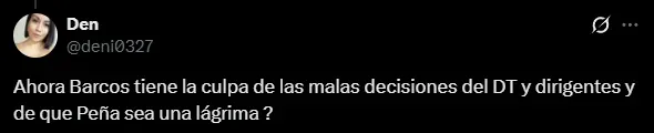 Mucha defensa a Hernán Barcos (X @deni0327).