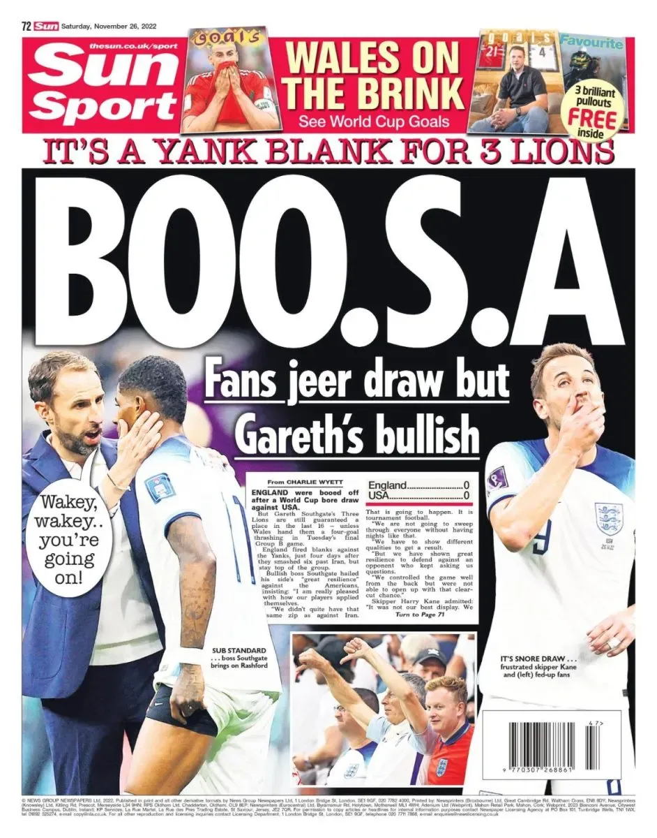 Newspaper Headlines After Us England Draw Stars And Gripes World Soccer Talk