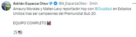 Levy y Morales estarán con Cruz Azul en Leagues Cup. (@A_EsparzaOteo)