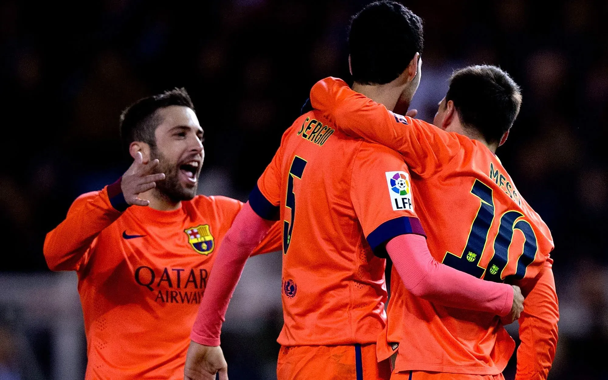 Jordi Alba, Sergio Busquets y Lionel Messi en Barcelona. ¿Se repetirá esta imagen en el Al Hilal? Getty Images.