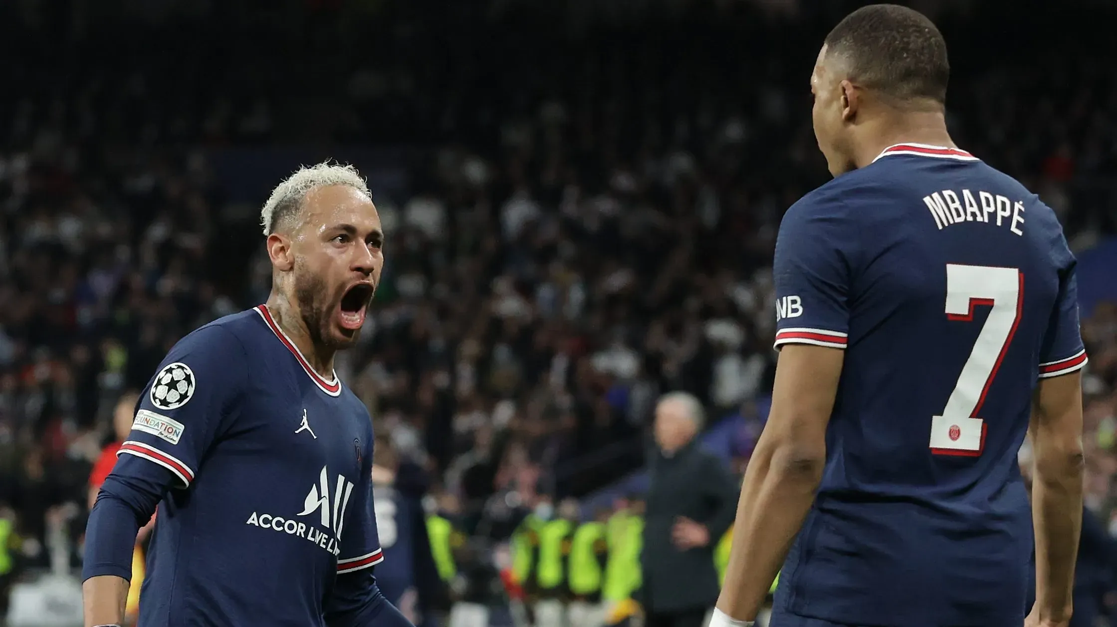Neymar y Kylian Mbappé. Los dos podrían terminar afuera del PSG en este mercado de pases. Getty Images.