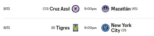 Cruz Azul y Tigres van a la misma hora, ¿a quién transmite TV Azteca? (Captura web Leagues Cup)