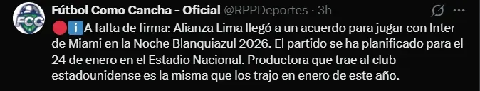 Fuente: @RPPDeportes
