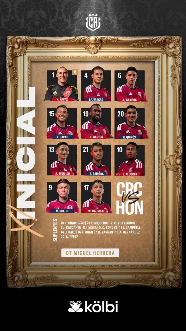 El XI de Costa Rica ante Honduras.