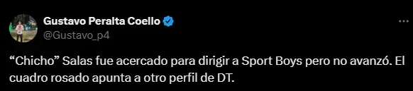 Salas rechazado en Sport Boys (Foto: X).