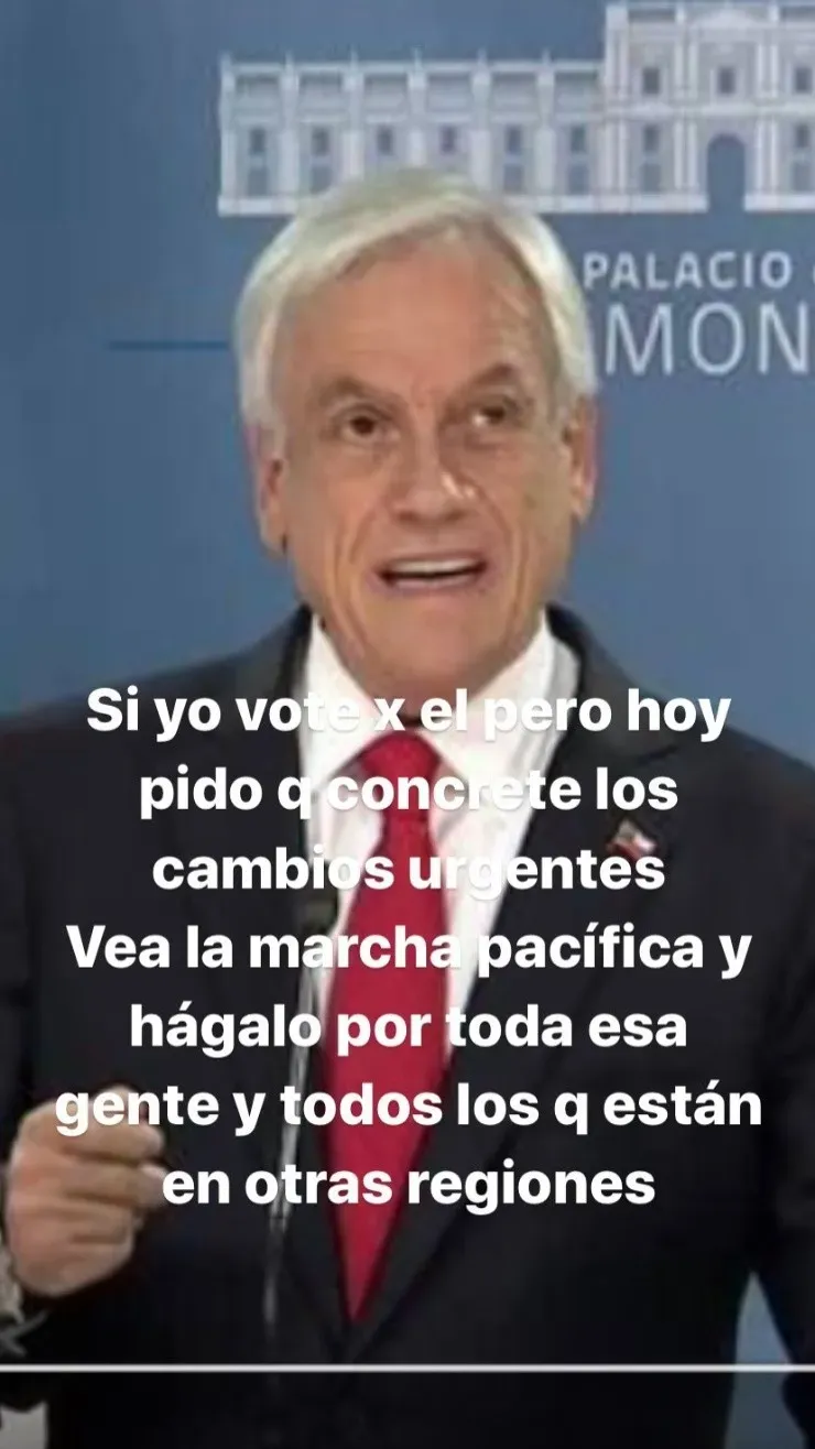 Reconoció que votó por Piñera, pero lo emplazó a escuchar a la gente.