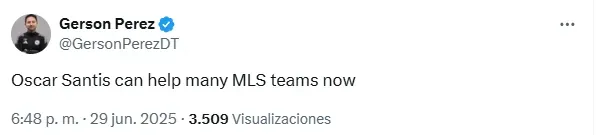 El mensaje de Gerson Pérez en X.