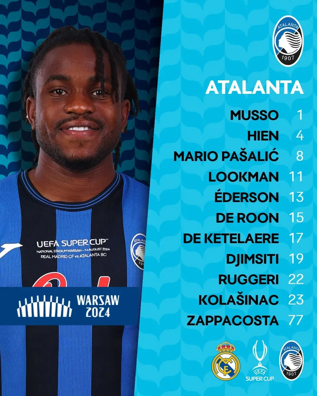 Escalação da Atalanta. Foto: Reprodução/Atalanta