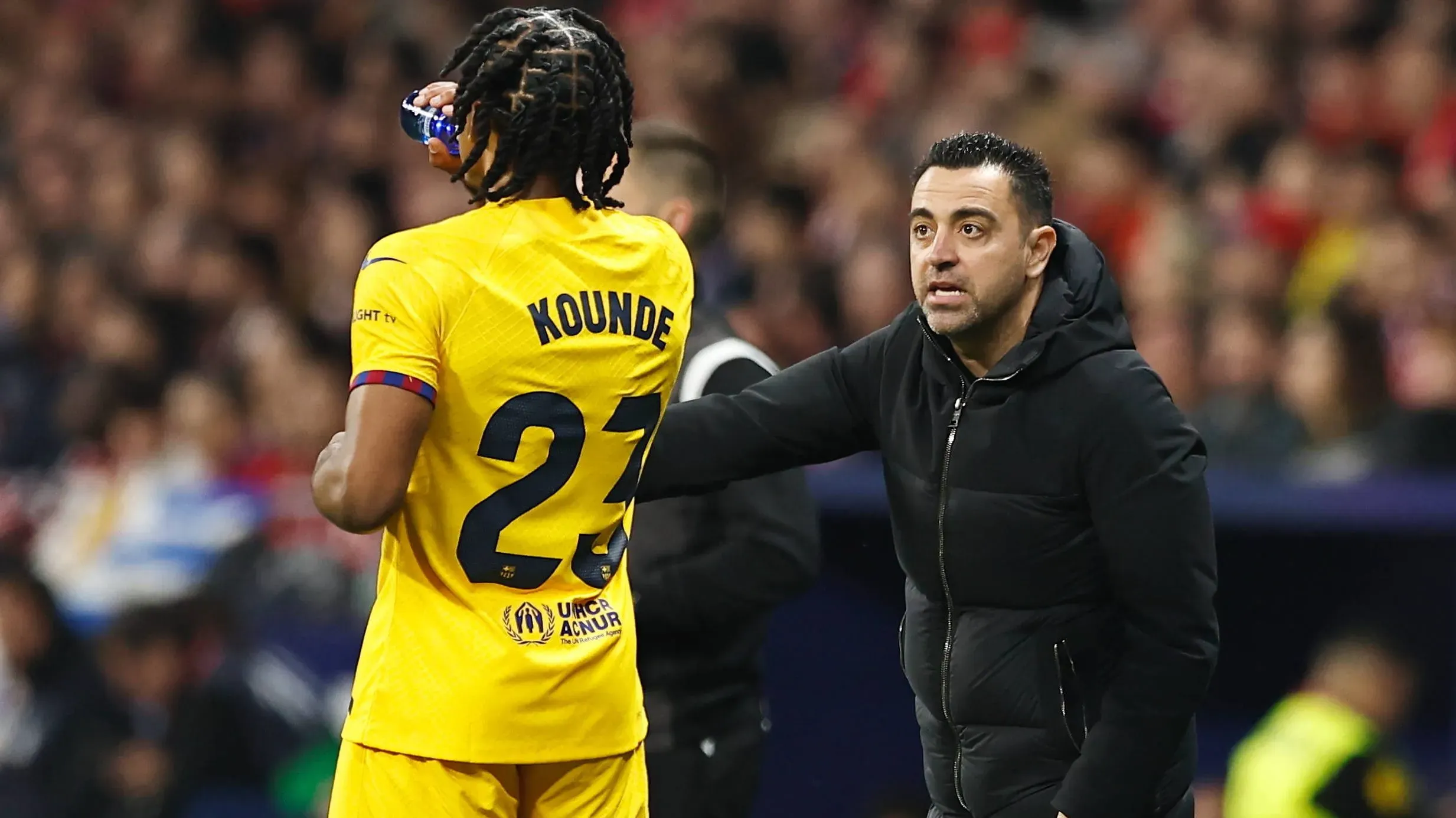 Xavi Hernández en el partido que el Barcelona le ganó 3 a 0 al Atlético de Madrid.