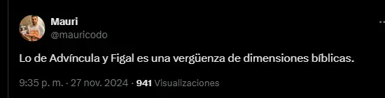 Las críticas de los hinchas a Advíncula y Figal.