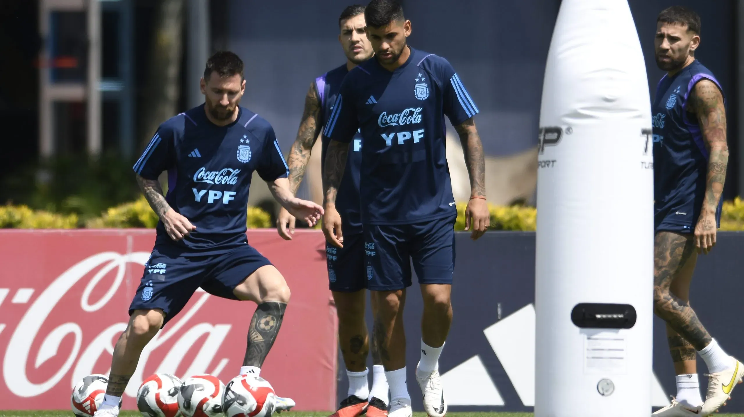 Lionel Messi en el entrenamiento de la Selección. // Getty