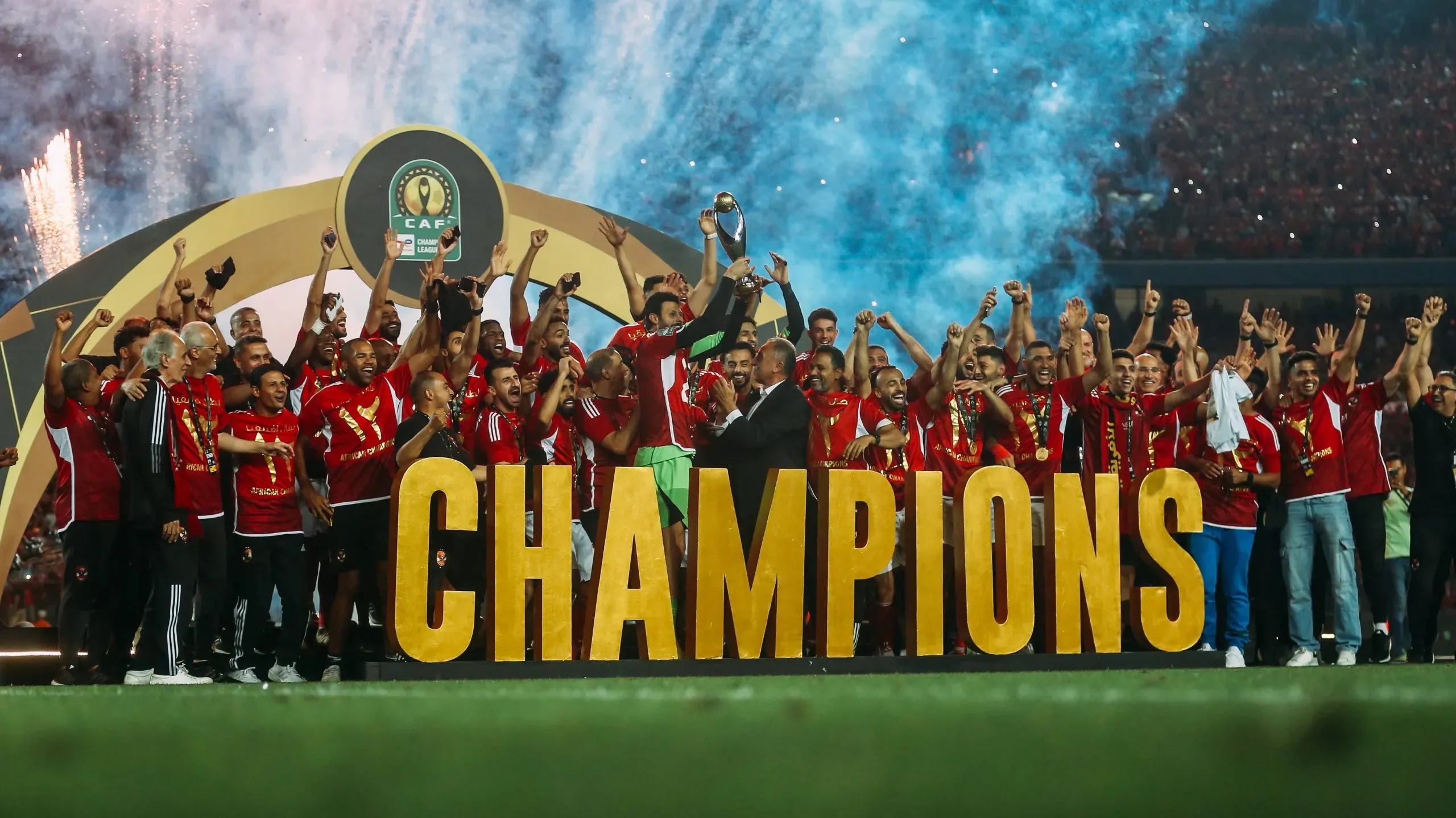 La celebración del Al Ahly, campeón de la Champions League de la CAF.