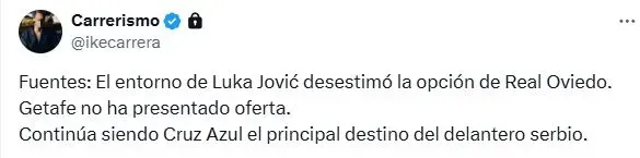 La contundente respuesta de Luka Jovic al interés del Real Oviedo (X)