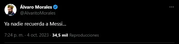 Mensaje de Morales para Messi (Foto; X / @AlvaritoMorales)