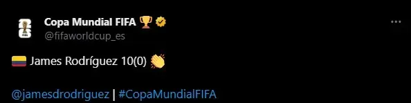 Mensaje de la FIFA para James. (Foto: X / @fifaworldcup_es)