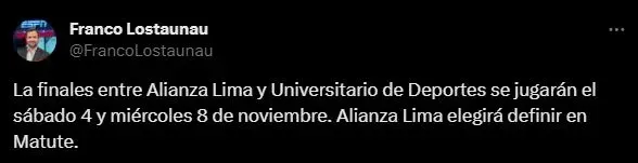 El cierre de campeonato será en Matute. (Foto: Twitter).