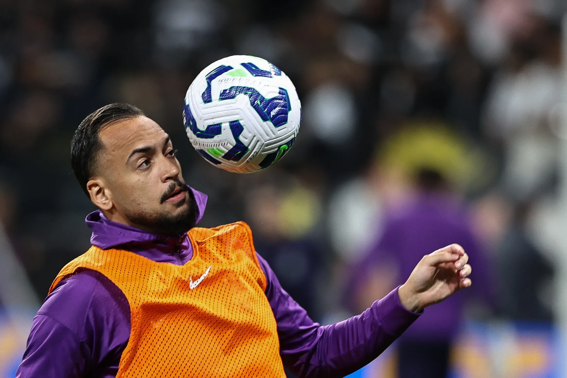 Maycon jogador do Corinthians durante aquecimento antes da partida contra o Vasco no estadio Arena Corinthians pelo campeonato Copa Do Brasil 2025. Foto: Joisel Amaral/AGIF