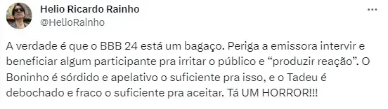 Web critica o BBB 24