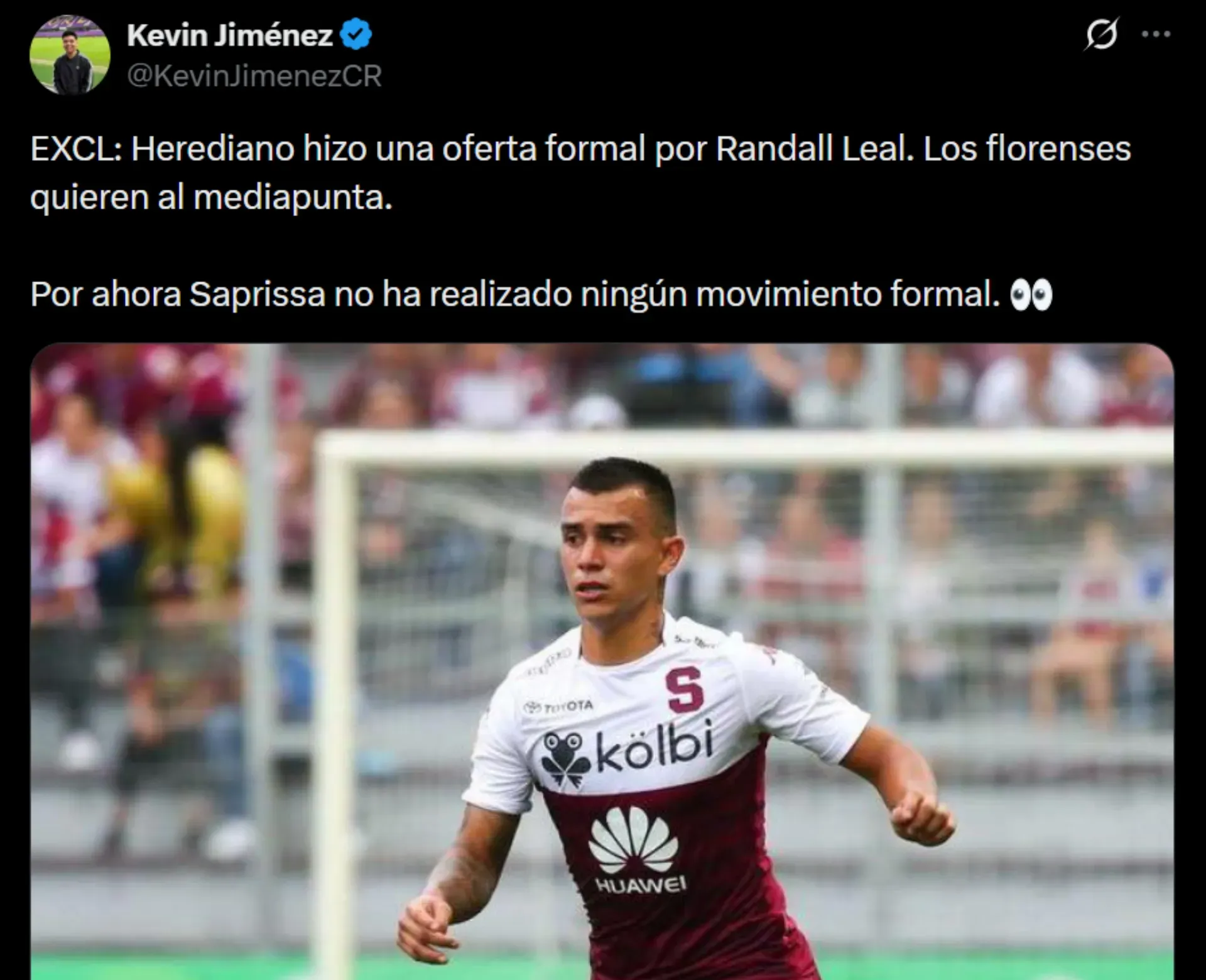 Herediano va por Randall Leal. (Foto: X)