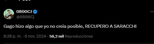 Los hinchas elogiaron el nivel de Saracchi.