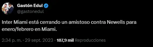 Gastón Edul confirmó charlas entre Inter Miami y Newell’s.